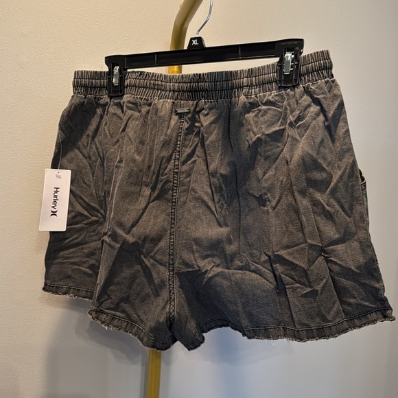 Hurley black cotton distressed fringe pull on shorts NWT XL - Picture 5 of 11